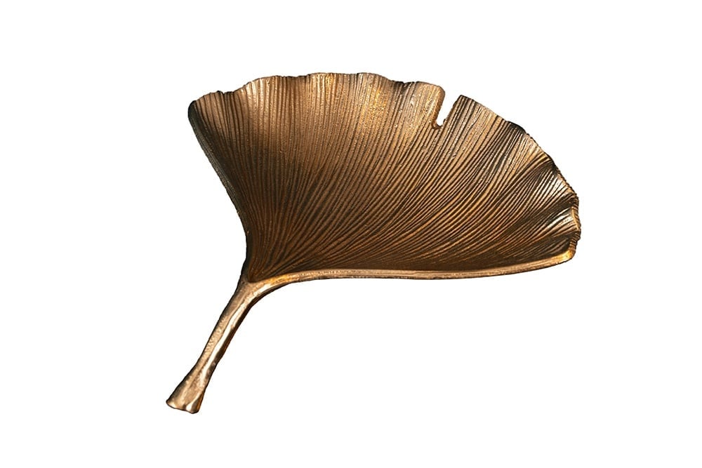 Bol décoratif GINKGO 42cm métal doré fait main - 41775