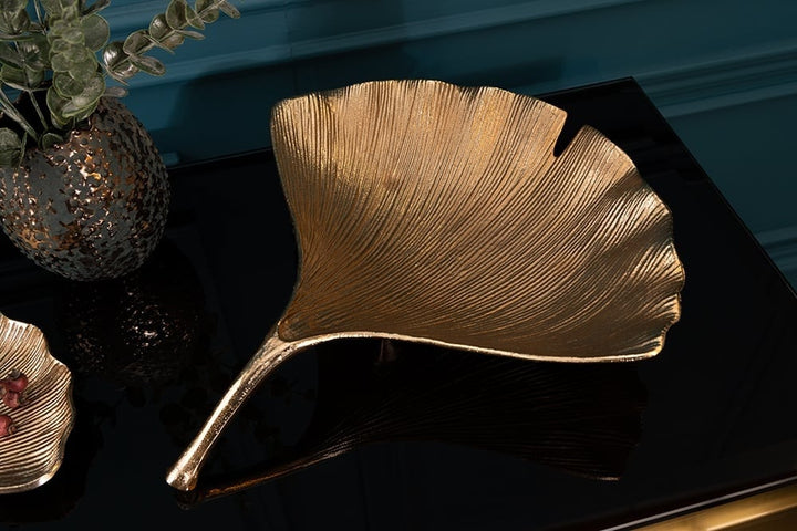 Bol décoratif GINKGO 42cm métal doré fait main - 41775