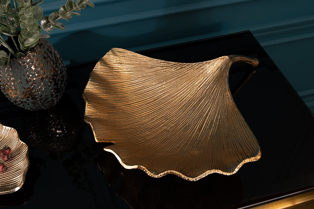 Bol décoratif GINKGO 42cm métal doré fait main - 41775