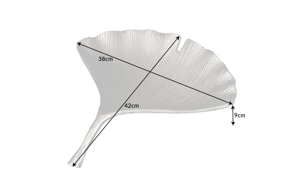 Bol décoratif GINKGO 42cm métal argenté fait main - 41776