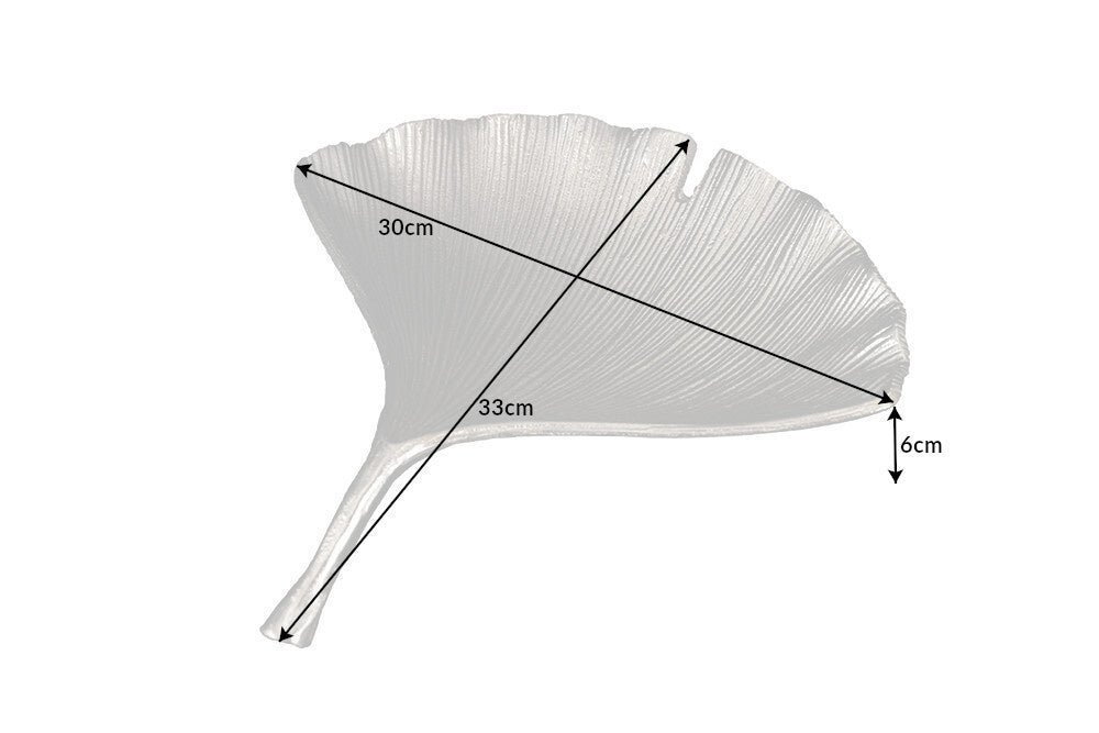 Bol décoratif GINKGO 33cm métal argenté fait main - 41778