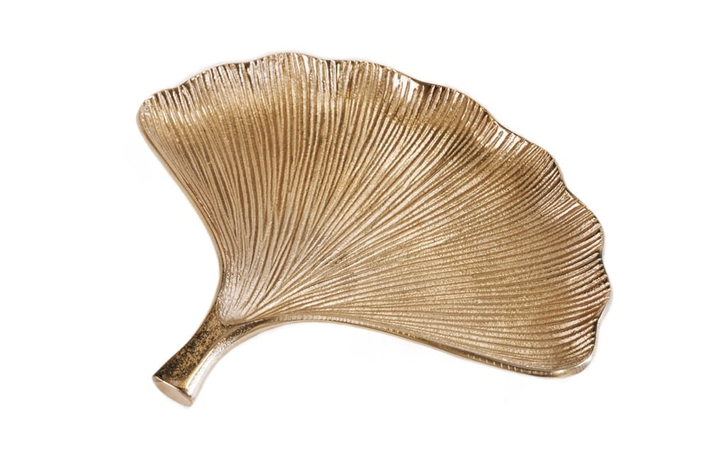 Bols décoratifs set de 3 GINKGO 30cm métal doré fait main - 41779