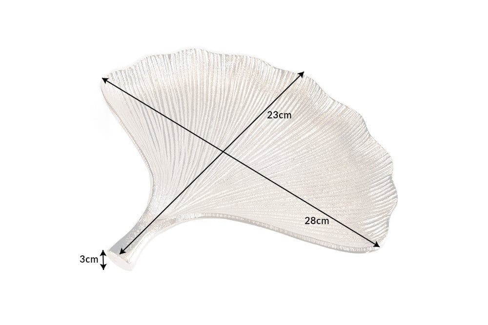 Bols décoratifs set de 3 GINKGO 30cm métal argenté fait main - 41780