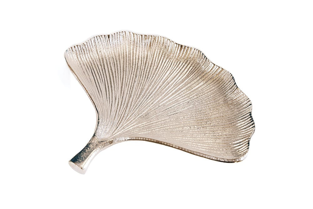 Bols décoratifs set de 3 GINKGO 30cm métal argenté fait main - 41780