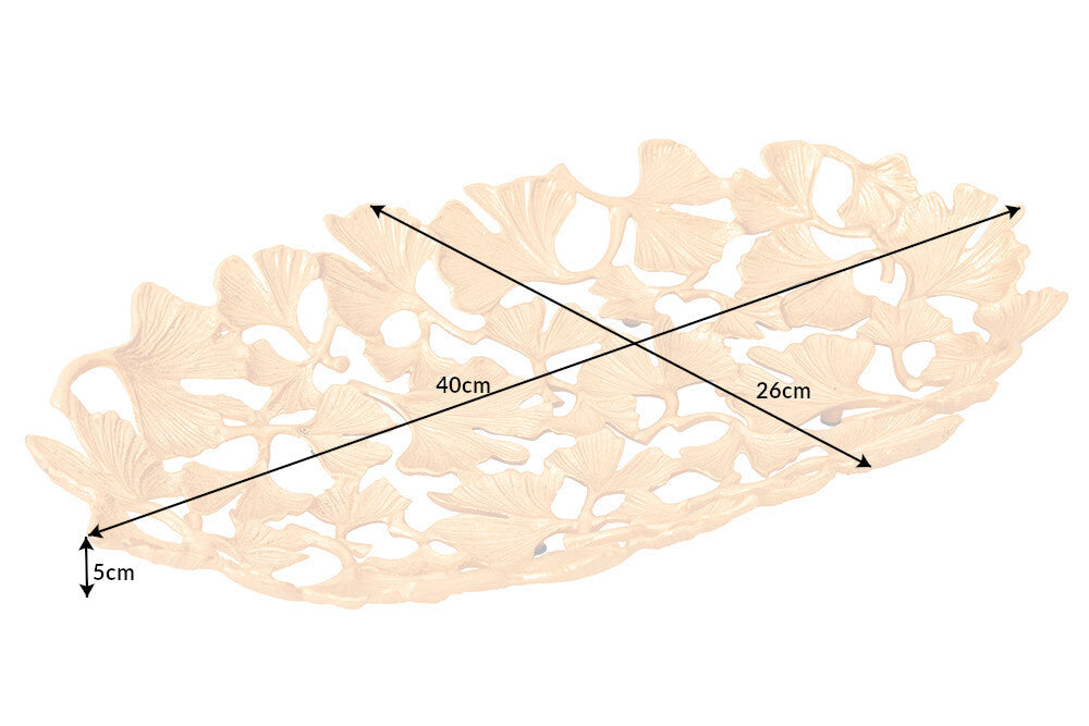 Bol décoratif FEUILLES DE GINKGO 40cm métal doré fait main - 41795