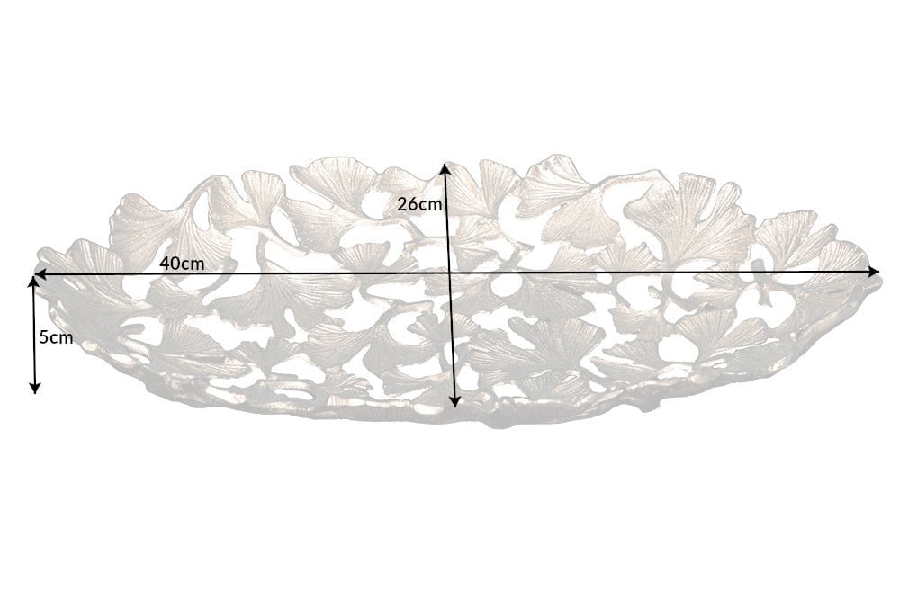 Bol décoratif FEUILLES DE GINKGO 40cm métal argenté fait main - 41796