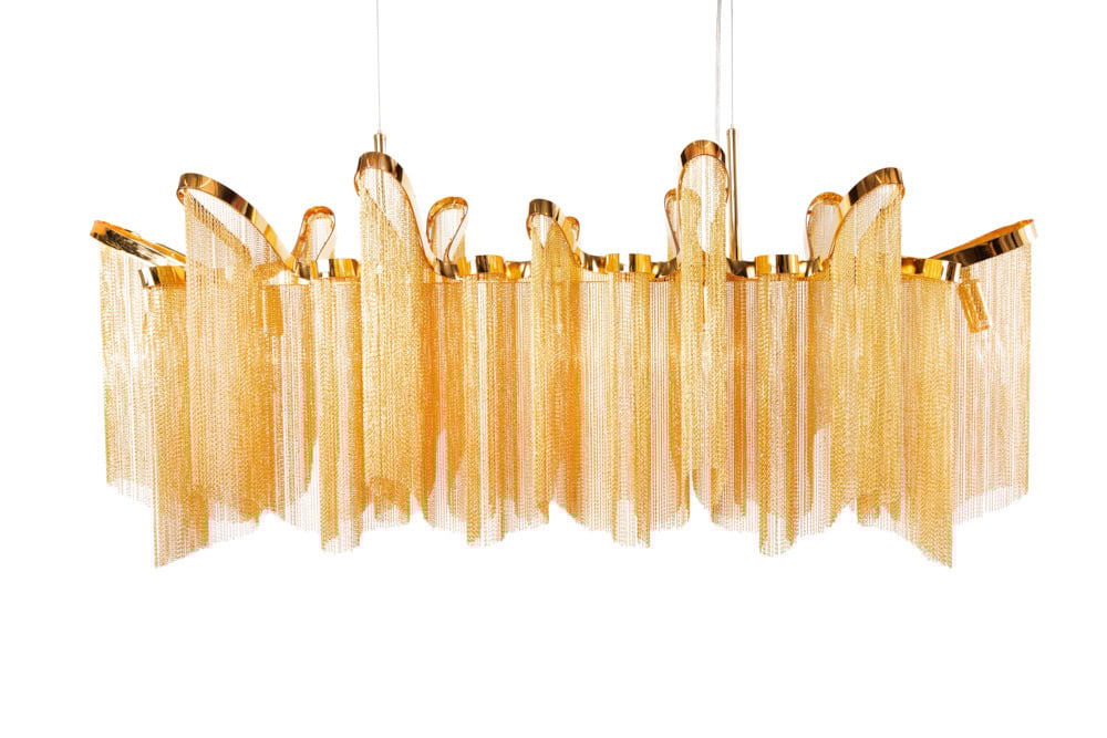 Lampe à suspension extravagante ROYAL Lampe à suspension dorée 120cm - 42003