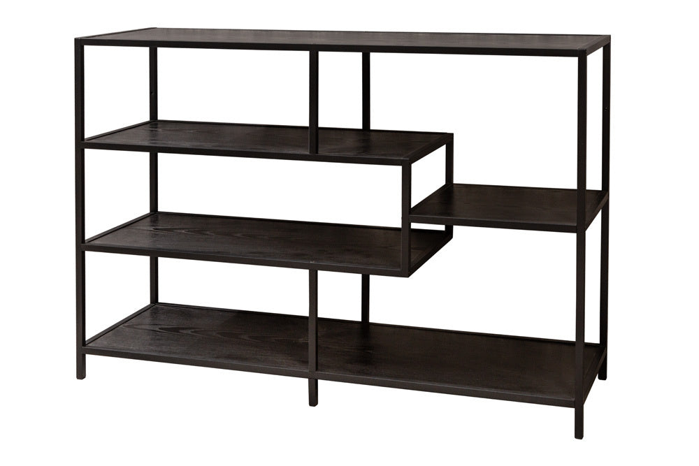 bibliothèque industrielle SLIM LINE 114cm frêne noir cinq étagères - 42019
