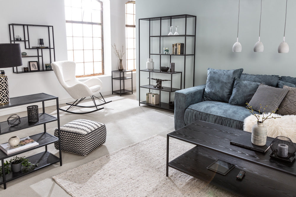 bibliothèque industrielle SLIM LINE 114cm frêne noir cinq étagères - 42019