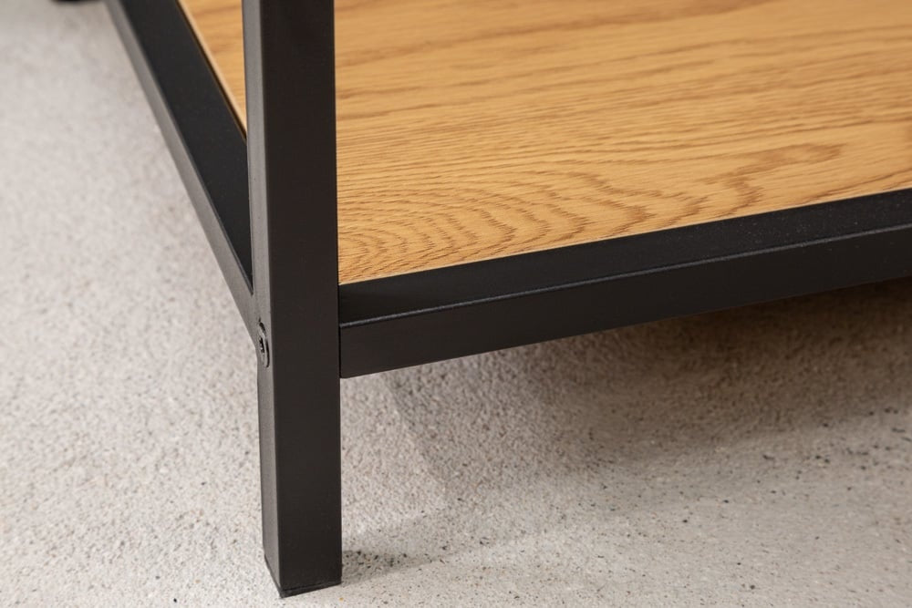 bibliothèque industrielle SLIM LINE 114cm chêne sauvage noir cinq étagères - 42020