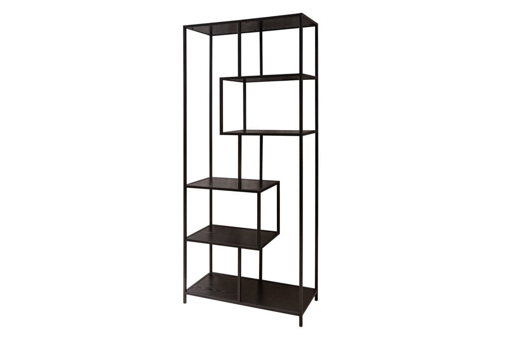 bibliothèque industrielle SLIM LINE 185cm frêne noir six étagères - 42021