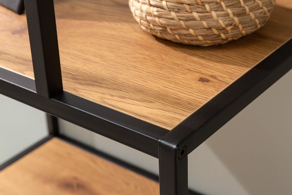 bibliothèque industrielle SLIM LINE 185cm chêne sauvage noir six étagères - 42022