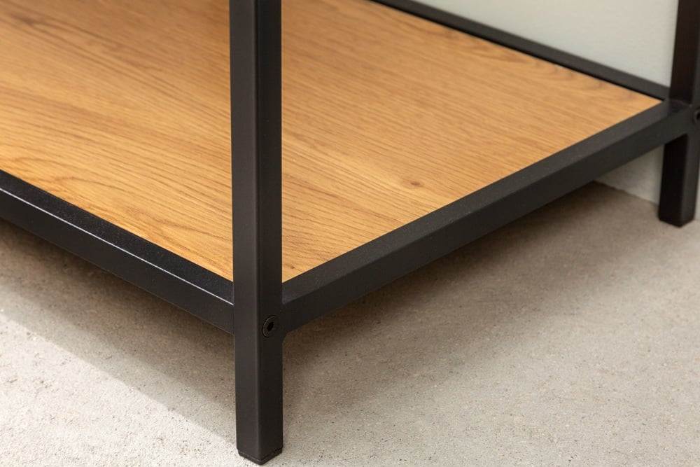 bibliothèque industrielle SLIM LINE 185cm chêne sauvage noir six étagères - 42022