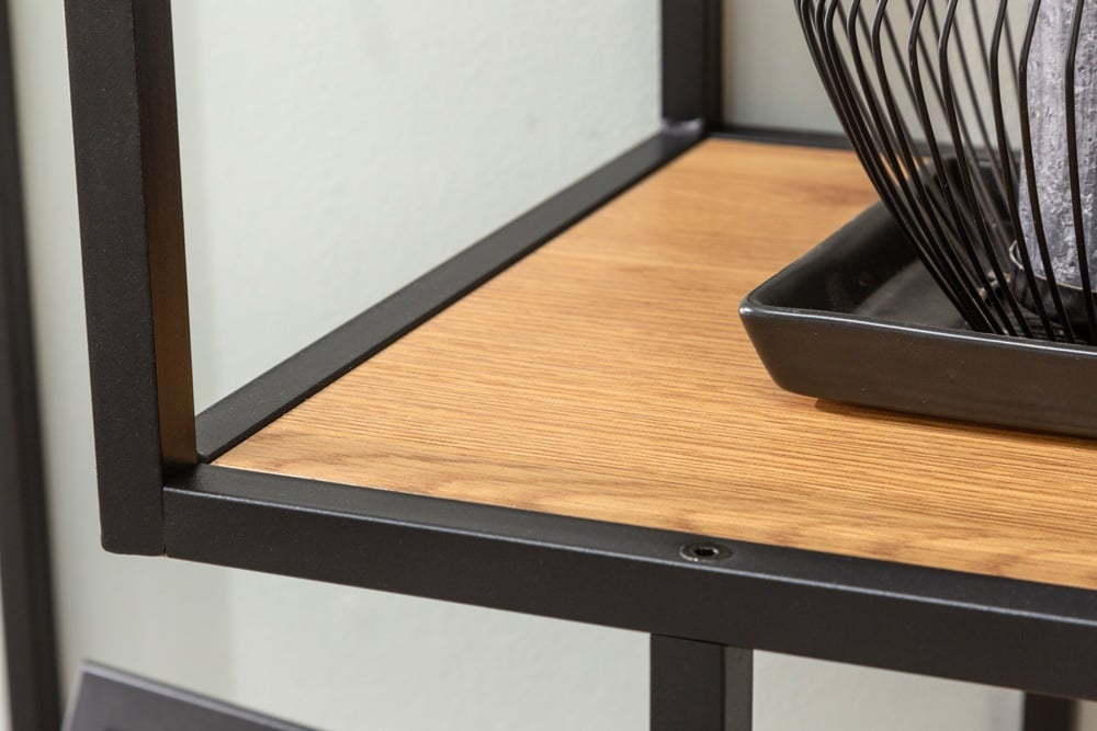 bibliothèque industrielle SLIM LINE 185cm chêne sauvage noir six étagères - 42022