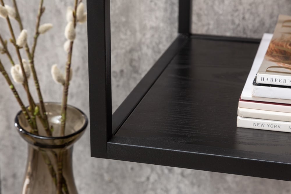 bibliothèque industrielle SLIM LINE 185x114cm frêne noir six étagères - 42023