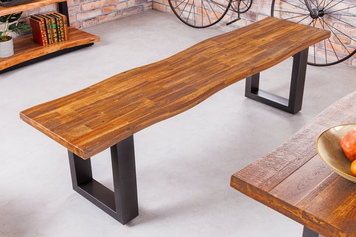 banc tronc d'arbre industriel GENESIS 180cm structure métal bois d'acacia massif live edge - 42056