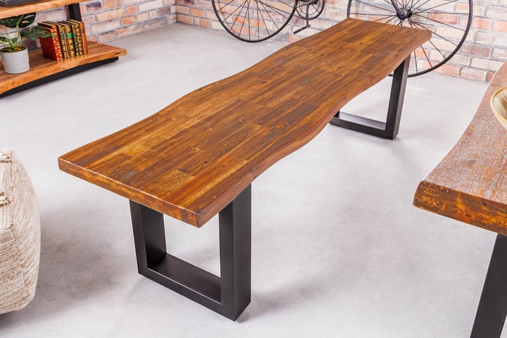 banc tronc d'arbre industriel GENESIS 180cm structure métal bois d'acacia massif live edge - 42056