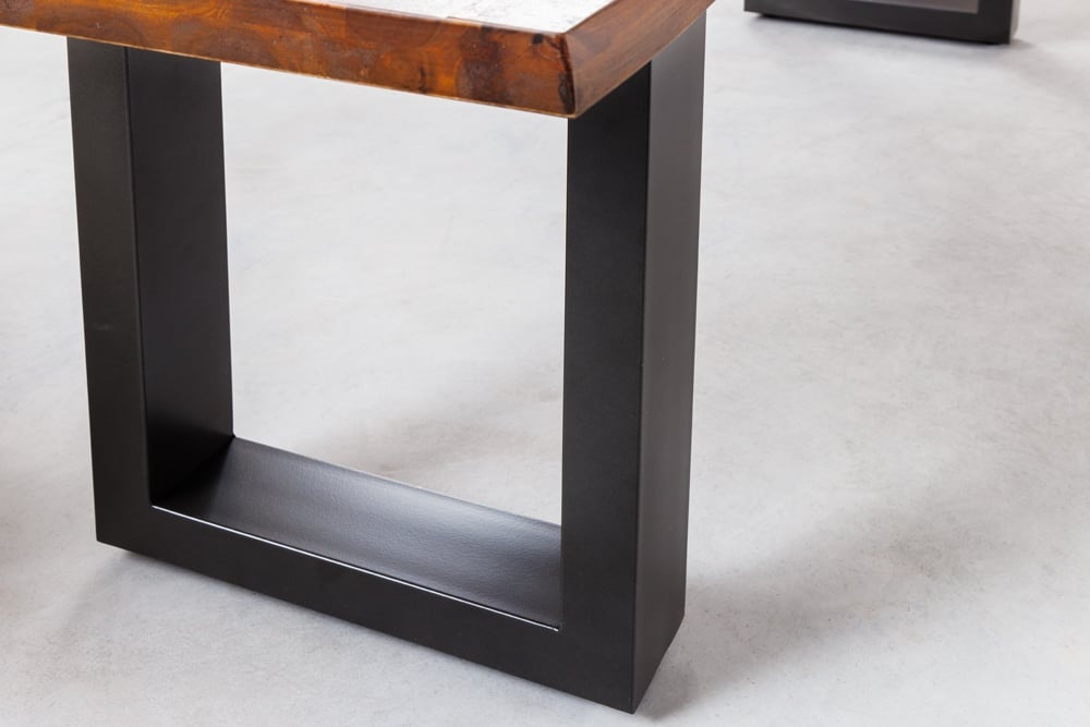 banc tronc d'arbre industriel GENESIS 180cm structure métal bois d'acacia massif live edge - 42056