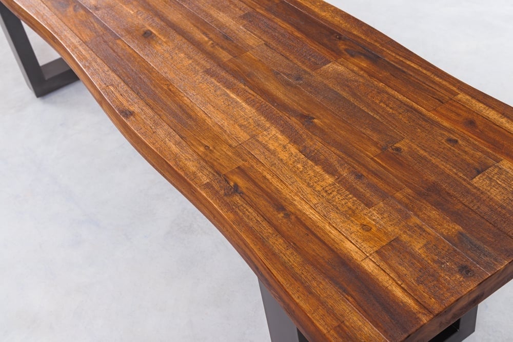 banc tronc d'arbre industriel GENESIS 180cm structure métal bois d'acacia massif live edge - 42056
