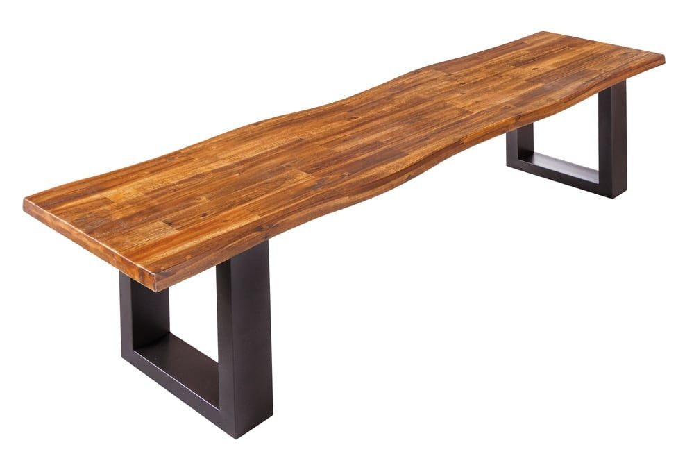 banc en tronc d'arbre industriel GENESIS 160cm piètement luge en bois d'acacia massif - 42059