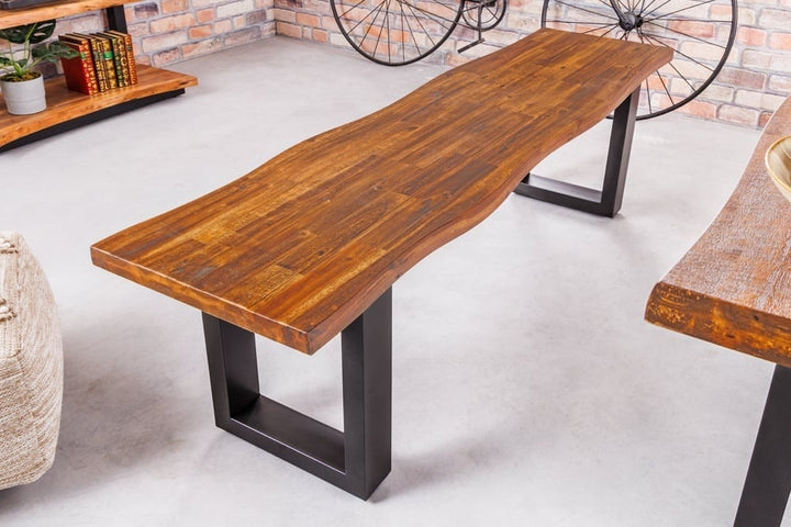 banc en tronc d'arbre industriel GENESIS 160cm piètement luge en bois d'acacia massif - 42059