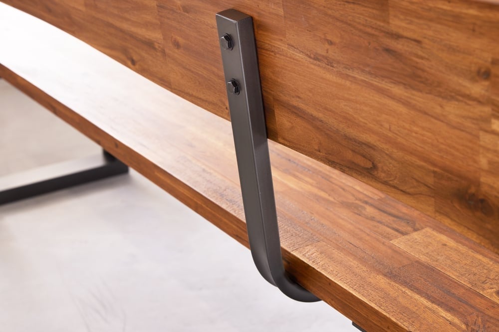 banc en tronc d'arbre industriel GENESIS 200cm structure luge en bois d'acacia massif dossier Live Edge - 42065