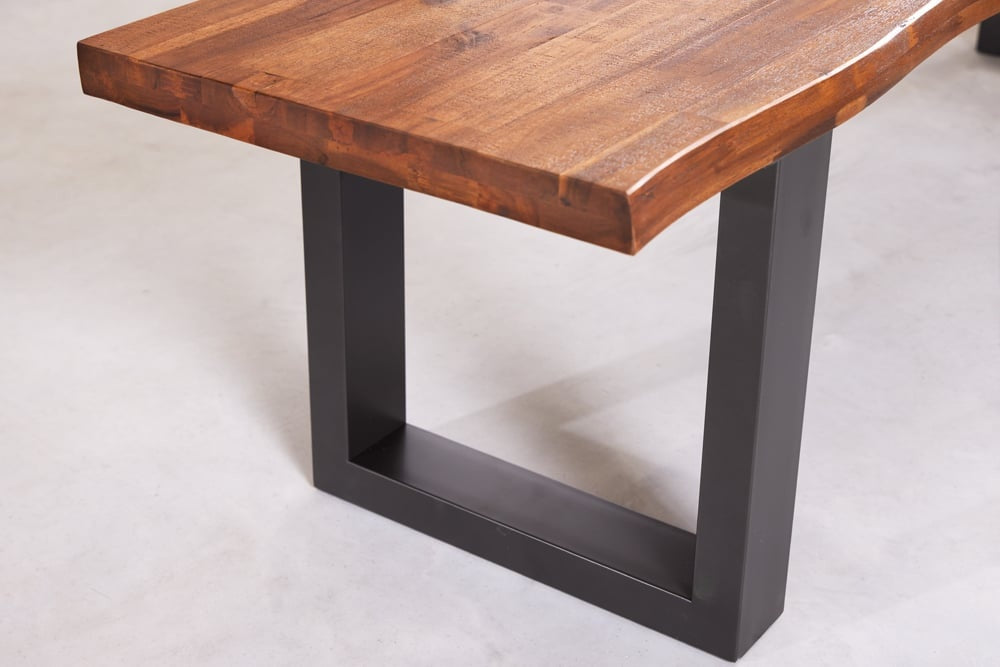 banc en tronc d'arbre industriel GENESIS 200cm structure luge en bois d'acacia massif dossier Live Edge - 42065