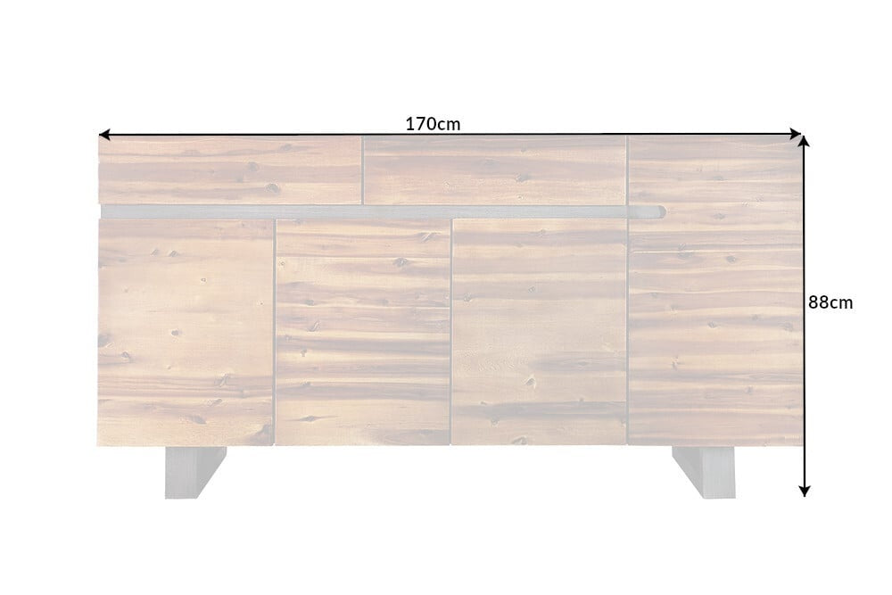Buffet massif GENESIS 170cm bois d'acacia flammé marron métal design industriel - 42075