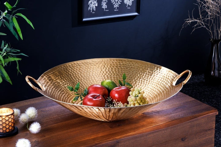 Bol décoratif fait main ORIENT 55cm en métal doré design martelé - 42237