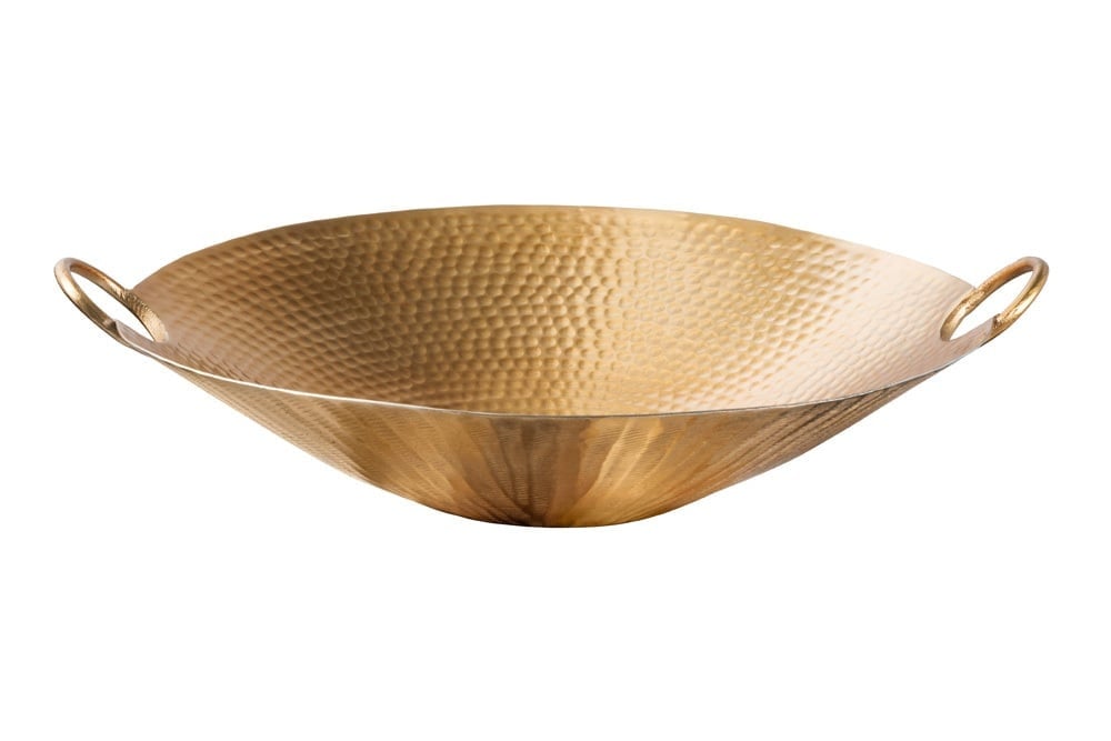 Bol décoratif fait main ORIENT 55cm en métal doré design martelé - 42237