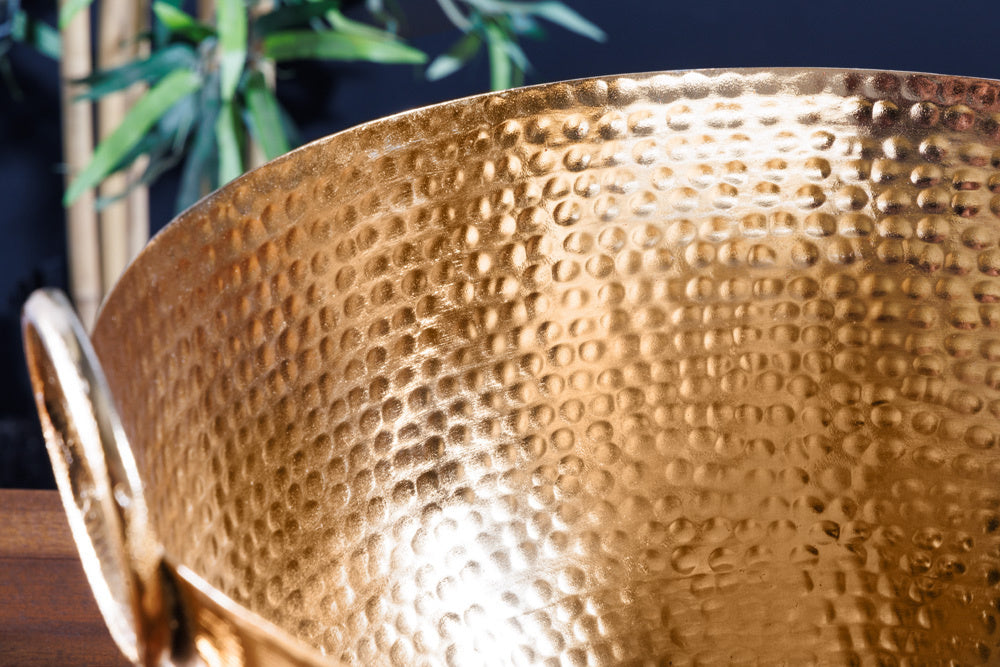 Bol décoratif fait main ORIENT 40cm en métal doré design martelé - 42239