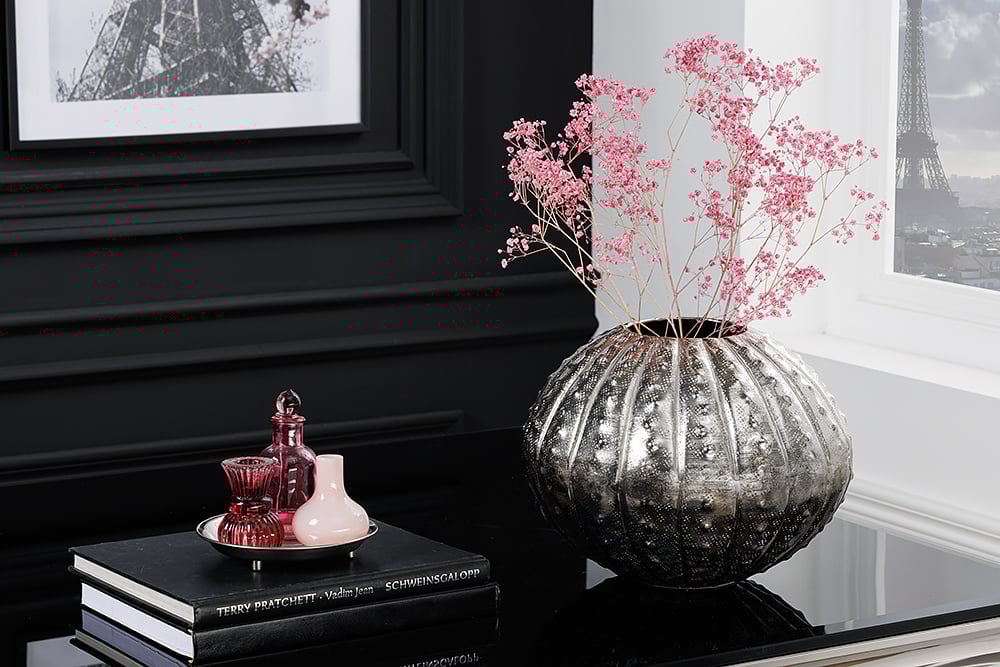 Vase décoratif design ABSTRAIT 30cm argent martelé fait main - 42248