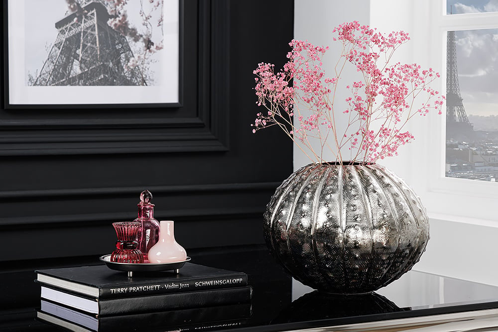 Vase décoratif design ABSTRAIT 30cm argent martelé fait main - 42248