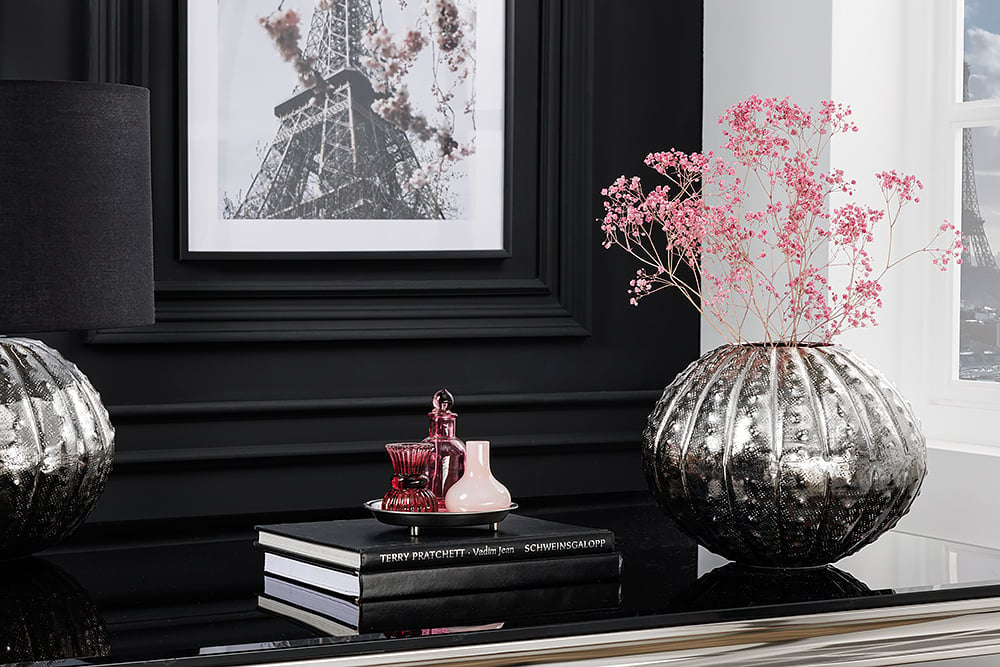 Vase décoratif design ABSTRAIT 30cm argent martelé fait main - 42248