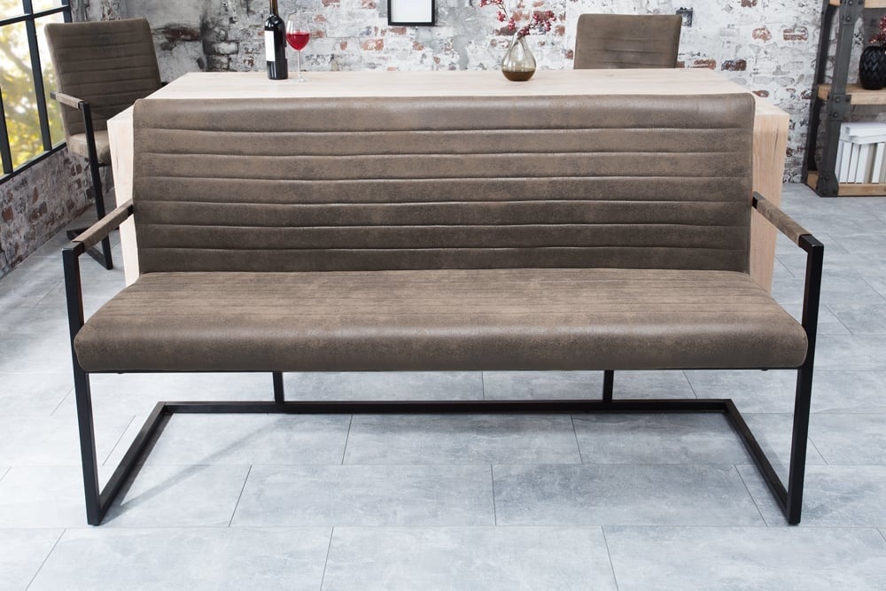 canapé luge industriel LOFT 160cm taupe avec accoudoir - 42275