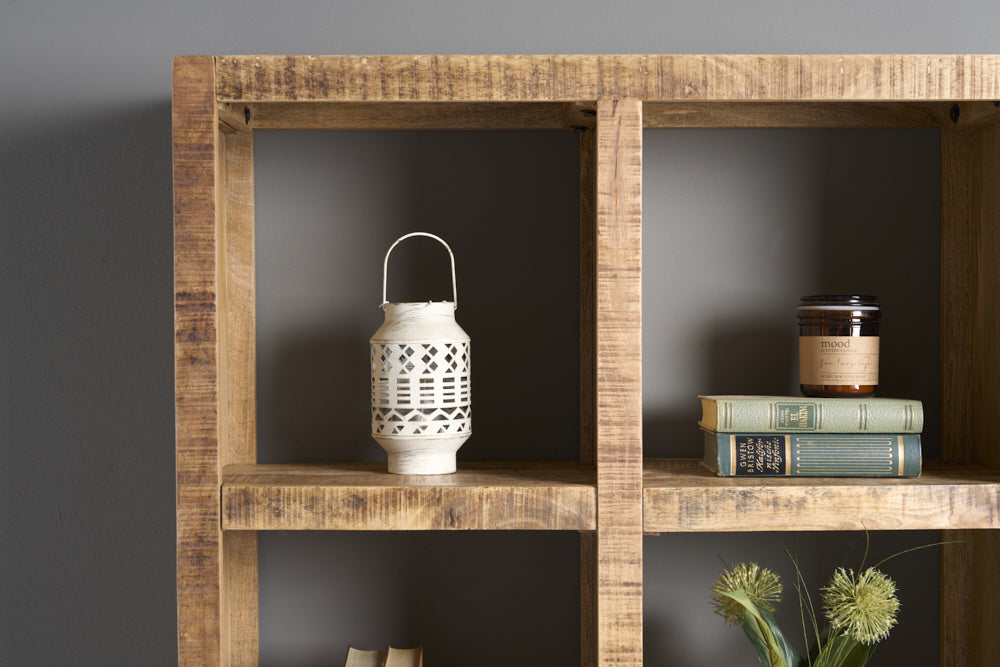 Etagère robuste IRON CRAFT 176cm bibliothèque en bois de manguier huit compartiments design industriel - 42377