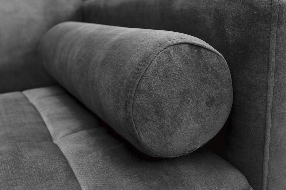Canapé-lit moderne COUTURE 196cm gris microvelours Fonction canapé-lit 3 places avec coussin - 42395