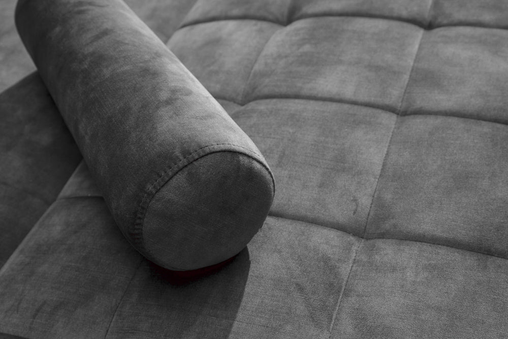 Canapé-lit moderne COUTURE 196cm gris microvelours Fonction canapé-lit 3 places avec coussin - 42395