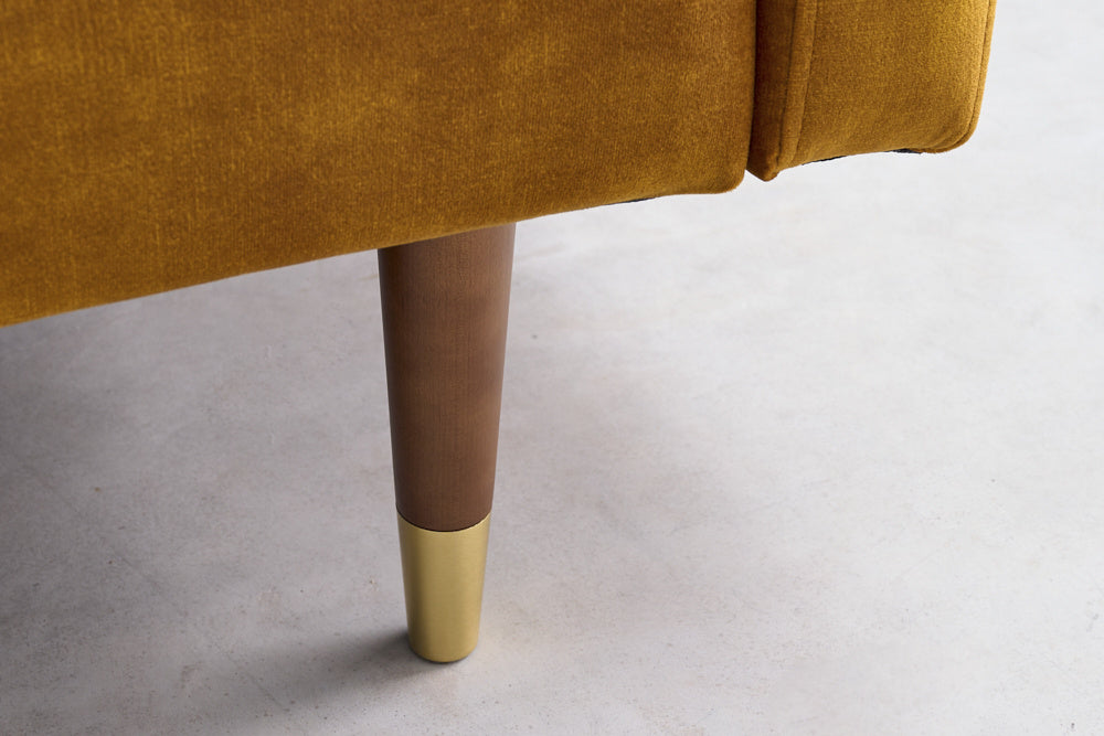 Canapé lit moderne COUTURE 196 cm microvelours jaune moutarde Fonction lit 3 places avec coussin - 42490