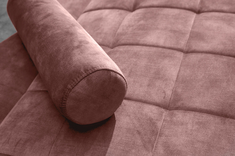 Canapé-lit moderne COUTURE 196cm vieux rose microvelours Canapé-lit 3 places fonction coussin inclus - 42495