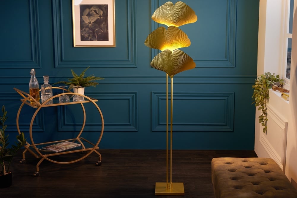 Lampadaire design GINKGO 160cm métal doré - 42690