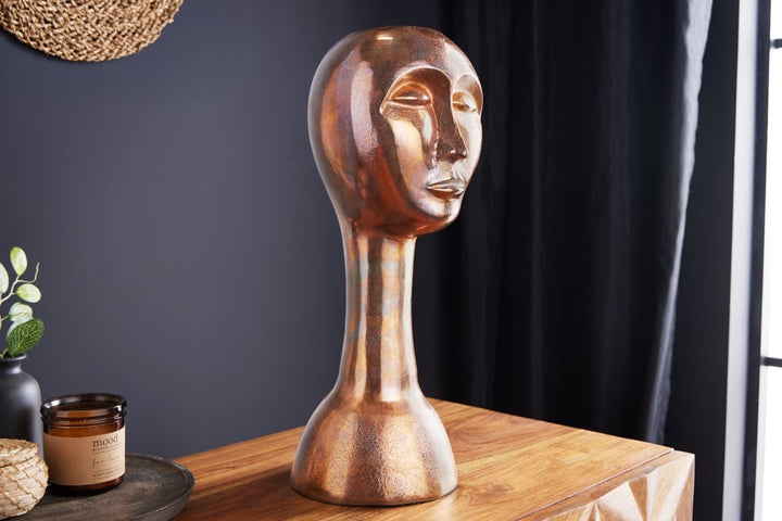 Vase fait main FACE 50cm aspect cuivre antique aluminium abstrait - 42722