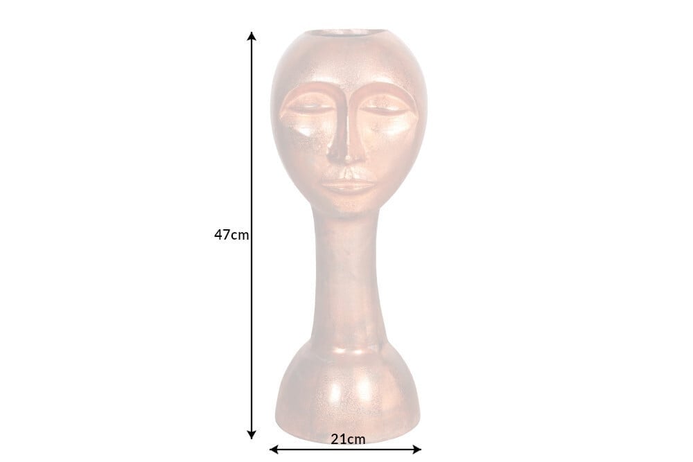 Vase fait main FACE 50cm aspect cuivre antique aluminium abstrait - 42722
