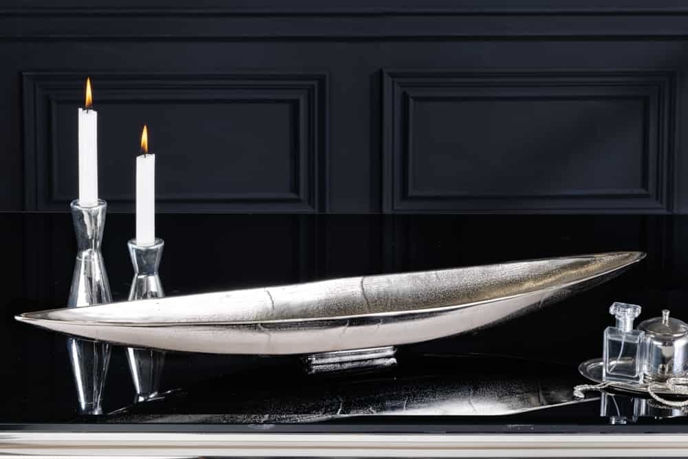 Bol décoratif fait main SILVER LEAF 80cm aluminium argenté - 42723