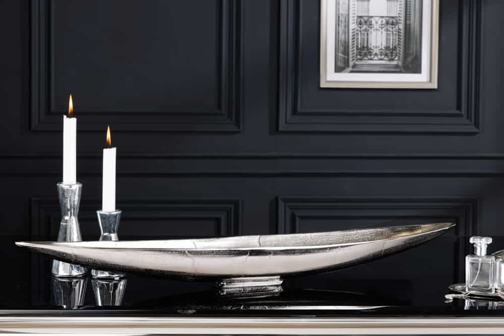 Bol décoratif fait main SILVER LEAF 80cm aluminium argenté - 42723