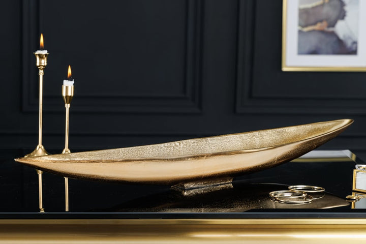 Bol décoratif fait main GOLD LEAF 80cm aluminium doré antique - 42724