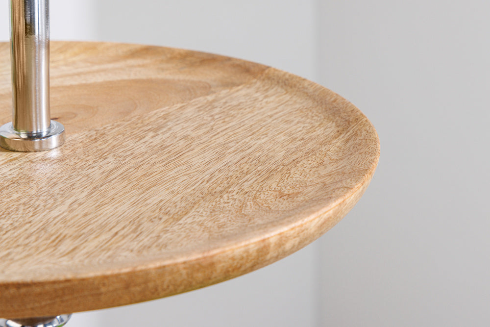 Assiette à gâteau décorative PURE NATURE 68cm argent bois de manguier fait main trois niveaux - 42734
