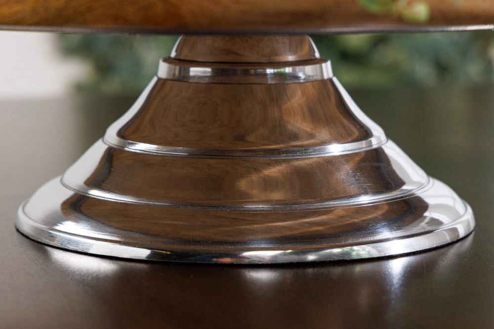 Assiette à gâteau décorative PURE NATURE 68cm argent bois de manguier fait main trois niveaux - 42734