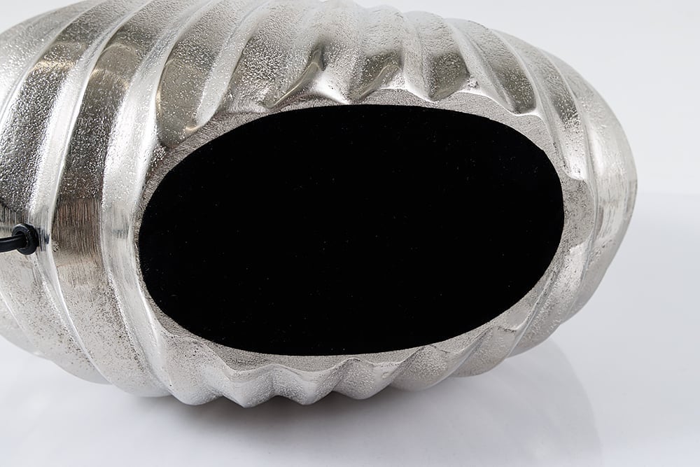Lampe de table design SHELL 60cm métal argenté-noir abat-jour en tissu maritime - 42736