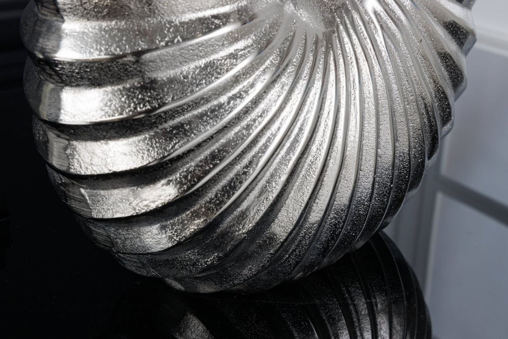 Lampe de table design SHELL 60cm métal argenté-noir abat-jour en tissu maritime - 42736